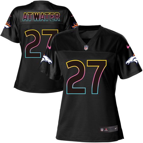 Nike Broncos #27 Steve Atwater Black Women's NFL Fashion Game Jersey - Click Image to Close
